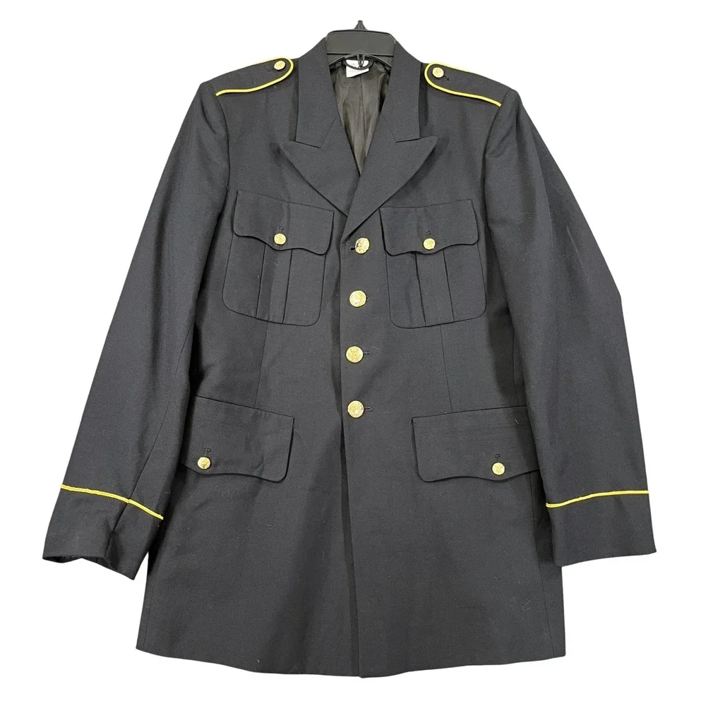 US Army Bremen-Bowdon Dress Uniform Jacket Men 38L Gold Buttons Blue Formal Coat